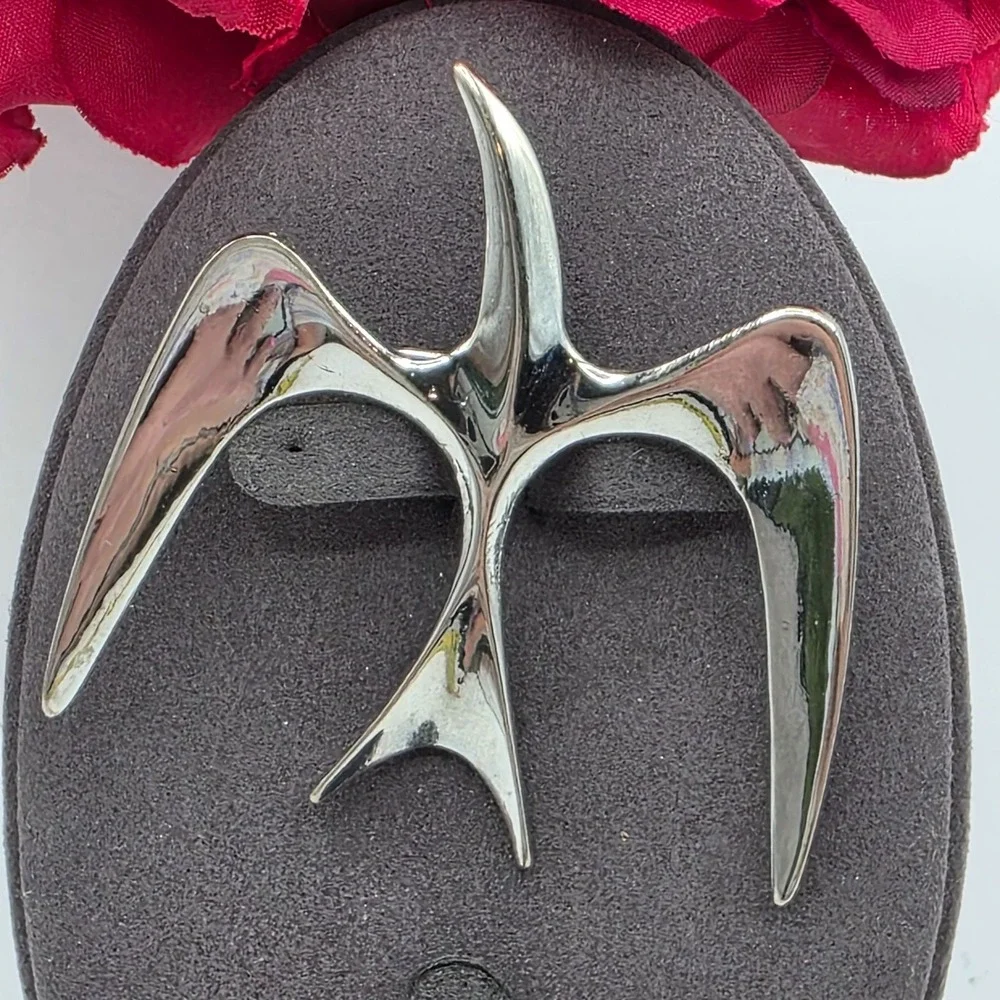 Sarah Coventry Silver Tone Mid Century Modern Abstract Bird Brooch‎ Pin